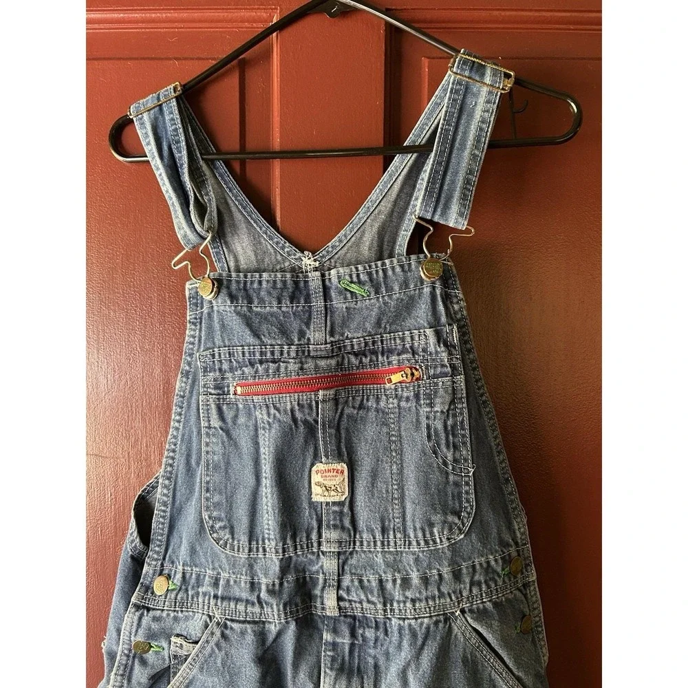 Vintage Pointer Brand Denim Overall Workwear USA Size W34 L36 Men 90s Worn - Picture 2 of 11